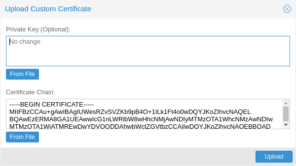 Upload a custom certificate